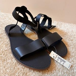 Madewell black leather ankle strap sandals